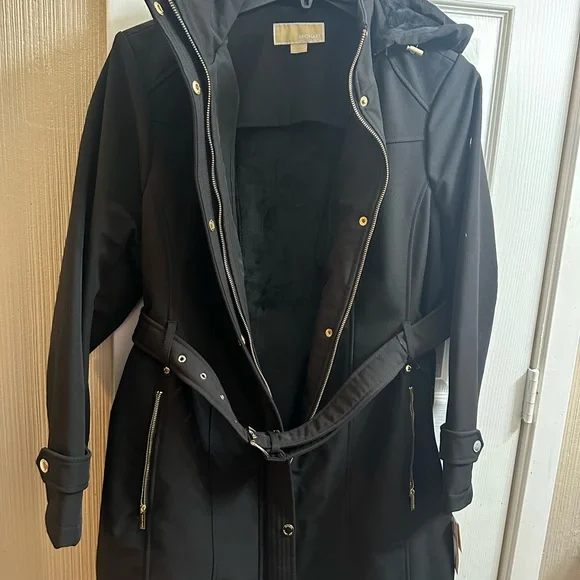 Michael Kors Black Trench Coat with Belt - Picture 2 of 4